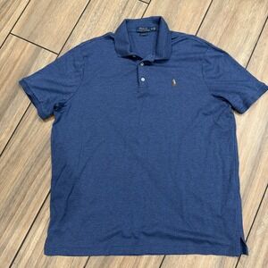 Ralph Lauren Polo Collard T Shirt Cotton Soft Touch Pony Blue - XL